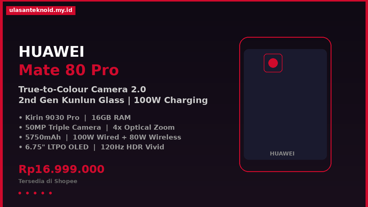 Review HUAWEI Mate 80 Pro: Flagship dengan Kamera True-to-Colour 2.0 & 100W Charging